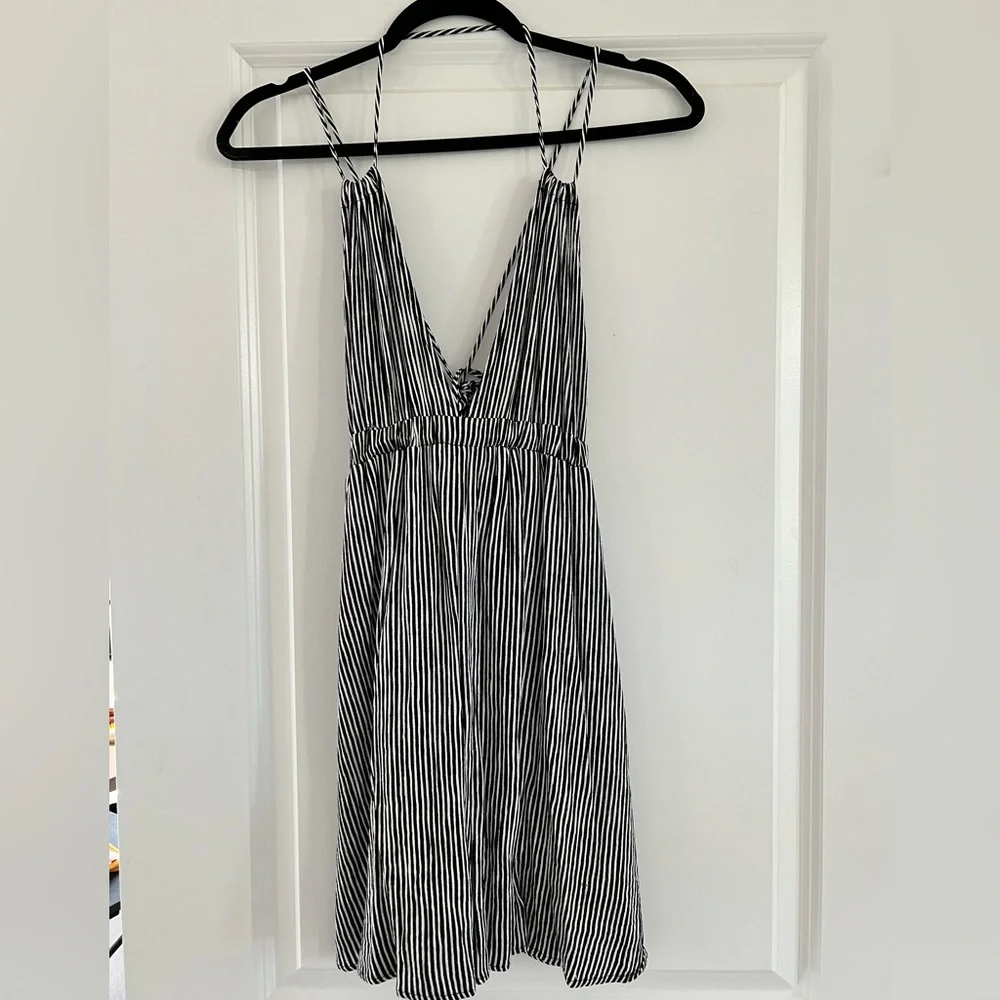 Black and White Striped Mini Dress - Picture 1 of 3